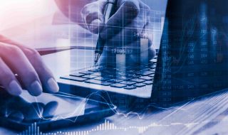 Stock market indicator and financial data view from LED. Double
