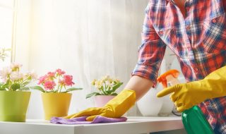 woman makes cleaning